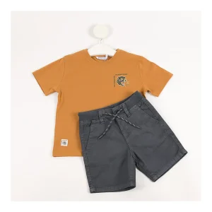 Outlet Camiseta raya y bermuda lino Conjuntos