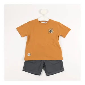 Outlet Camiseta raya y bermuda lino Conjuntos