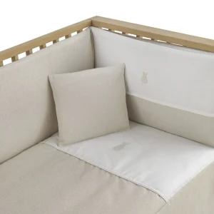 Fashion Colcha + Protector Cuna 60 Lino Beige Edredón Y Protector