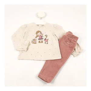 Hot Conjunto camiseta estampada y legging pana Conjuntos