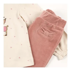Hot Conjunto camiseta estampada y legging pana Conjuntos