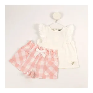 Hot Conjunto camiseta y bermuda vichy Bianco Conjuntos