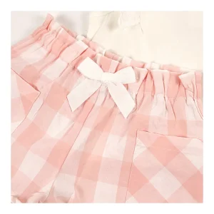 Hot Conjunto camiseta y bermuda vichy Bianco Conjuntos