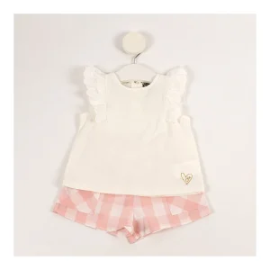 Hot Conjunto camiseta y bermuda vichy Bianco Conjuntos