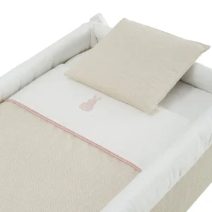 Hot Minicuna Tijera Madera Lino Rosa/Bco Minicunas
