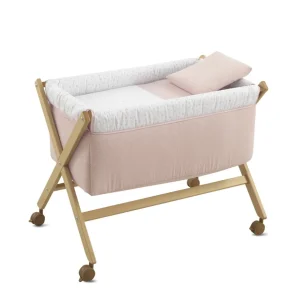 Discount Minicuna Tijera Madera Plumeti Rosa/Natural Minicunas