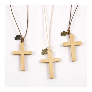 Discount Complemento Colgante con cruz de madera y detalle de Ángel Bautizo, Ceremonia Y Comunión