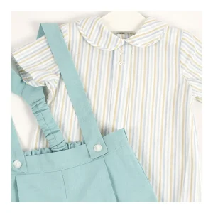 Fashion Conjunto peto y camisa rayas Pololos Y Ranitas