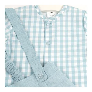 Sale Conjunto peto y camisa vichy Aqua Pololos Y Ranitas