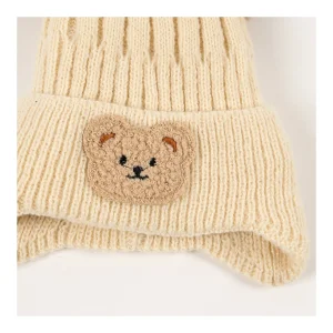 Sale Gorro dos pompones bebe Oso Manoplas Y Gorros