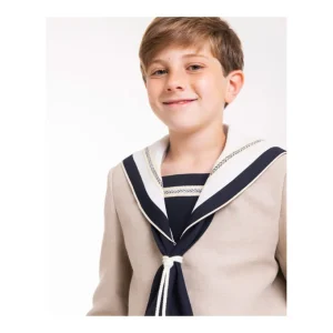 Sale Traje MUESTRARIO de comunion marinero lino beige Bautizo, Ceremonia Y Comunión