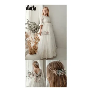 Clearance Vestido comunion tul bordado blonda Bautizo, Ceremonia Y Comunión